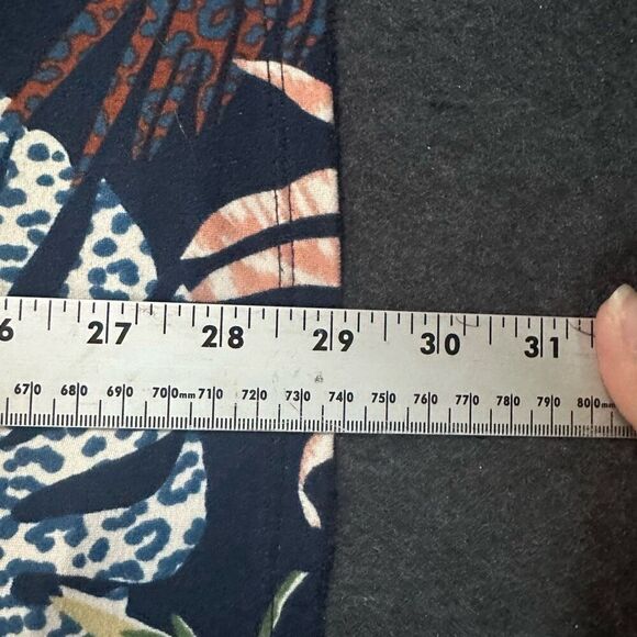 Scarlett Tropical Floral Print U-Neck Cutout Sleeve Blouse Womens XL Blue Cottag - Picture 10 of 11